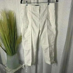 Eileen Fisher Women’s 2 White Cotton Blend Stretch Mid Rise Capri Cropped Pants